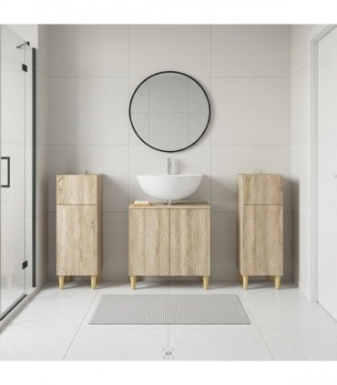 vidaXL 3 Piece Bathroom Cabinet Set DELFT 3 pcs Sonoma Oak
