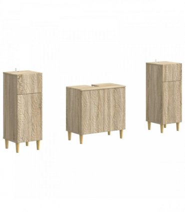 vidaXL 3 Piece Bathroom Cabinet Set DELFT 3 pcs Sonoma Oak