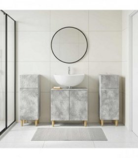 vidaXL 3 Piece Bathroom Cabinet Set DELFT 3 pcs Concrete Grey