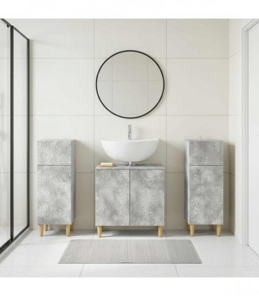vidaXL 3 Piece Bathroom Cabinet Set DELFT 3 pcs Concrete Grey