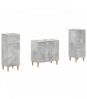vidaXL 3 Piece Bathroom Cabinet Set DELFT 3 pcs Concrete Grey
