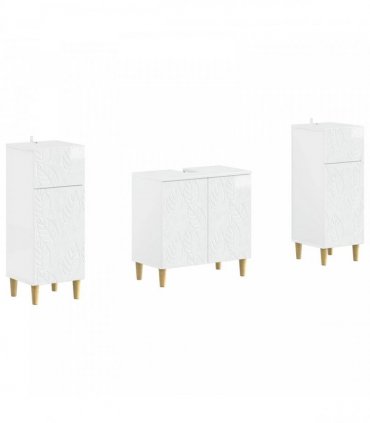 vidaXL 3 Piece Bathroom Cabinet Set DELFT 3 pcs High Gloss White