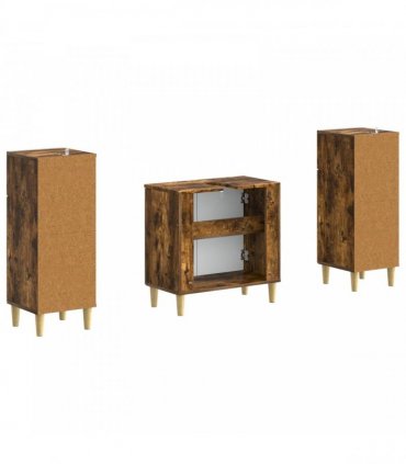 vidaXL 3 Piece Bathroom Cabinet Set DELFT 3 pcs Smoked Oak