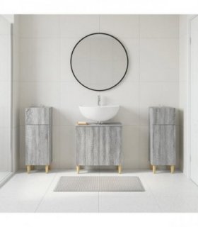 vidaXL 3 Piece Bathroom Cabinet Set DELFT 3 pcs Grey Sonoma