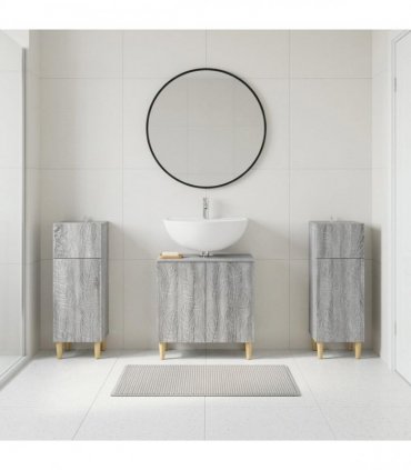 vidaXL 3 Piece Bathroom Cabinet Set DELFT 3 pcs Grey Sonoma