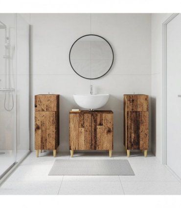 vidaXL 3 Piece Bathroom Cabinet Set DELFT 3 pcs Old Wood