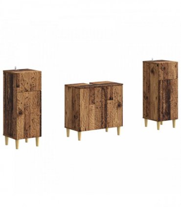 vidaXL 3 Piece Bathroom Cabinet Set DELFT 3 pcs Old Wood