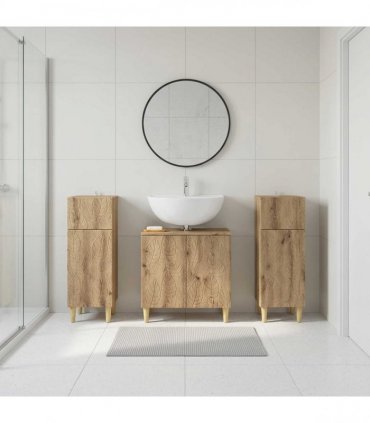 vidaXL 3 Piece Bathroom Cabinet Set DELFT 3 pcs Artisan Oak
