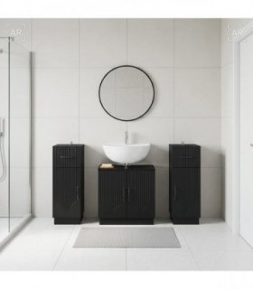 vidaXL 3 Piece Bathroom Cabinet Set HOORN 3 pcs Black 30 x 31 x 80 cm