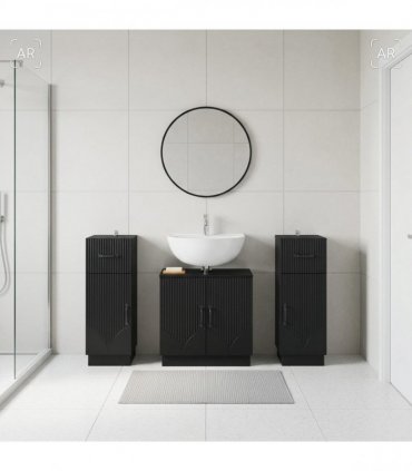 vidaXL 3 Piece Bathroom Cabinet Set HOORN 3 pcs Black 30 x 31 x 80 cm