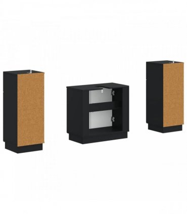 vidaXL 3 Piece Bathroom Cabinet Set HOORN 3 pcs Black 30 x 31 x 80 cm