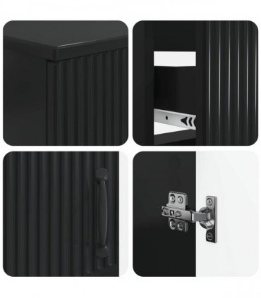 vidaXL 3 Piece Bathroom Cabinet Set HOORN 3 pcs Black 30 x 31 x 80 cm