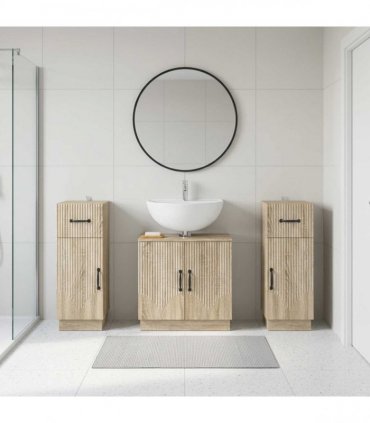 vidaXL 3 Piece Bathroom Cabinet Set HOORN 3 pcs Sonoma Oak
