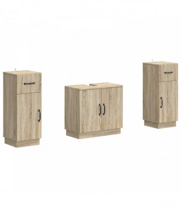 vidaXL 3 Piece Bathroom Cabinet Set HOORN 3 pcs Sonoma Oak