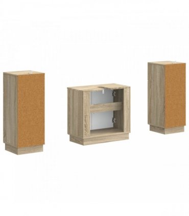 vidaXL 3 Piece Bathroom Cabinet Set HOORN 3 pcs Sonoma Oak