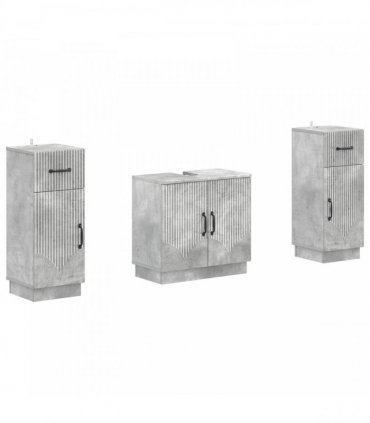 vidaXL 3 Piece Bathroom Cabinet Set HOORN 3 pcs Concrete Grey