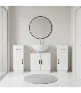 vidaXL 3 Piece Bathroom Cabinet Set HOORN 3 pcs High Gloss White