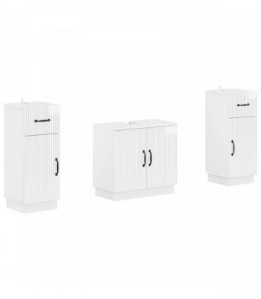 vidaXL 3 Piece Bathroom Cabinet Set HOORN 3 pcs High Gloss White
