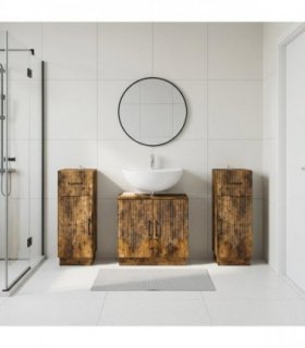 vidaXL 3 Piece Bathroom Cabinet Set HOORN 3 pcs Smoked Oak