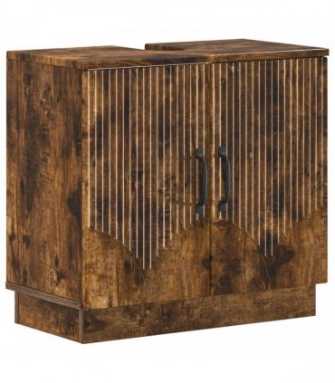 vidaXL 3 Piece Bathroom Cabinet Set HOORN 3 pcs Smoked Oak