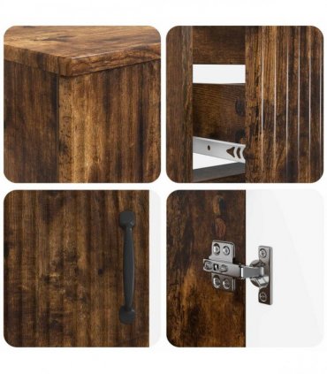 vidaXL 3 Piece Bathroom Cabinet Set HOORN 3 pcs Smoked Oak