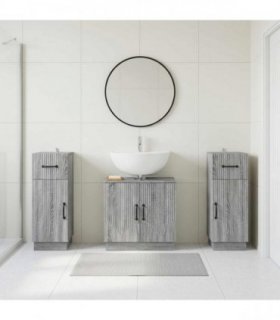 vidaXL 3 Piece Bathroom Cabinet Set HOORN 3 pcs Grey Sonoma