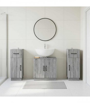 vidaXL 3 Piece Bathroom Cabinet Set HOORN 3 pcs Grey Sonoma
