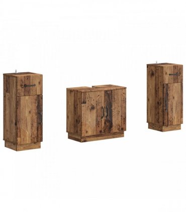 vidaXL 3 Piece Bathroom Cabinet Set HOORN 3 pcs Old Wood