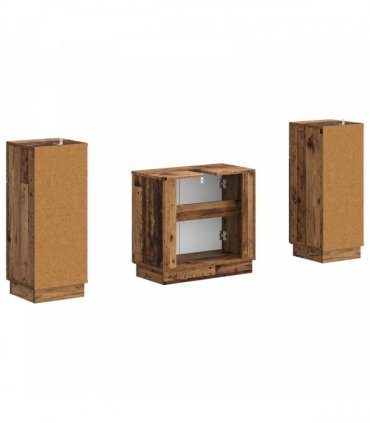 vidaXL 3 Piece Bathroom Cabinet Set HOORN 3 pcs Old Wood