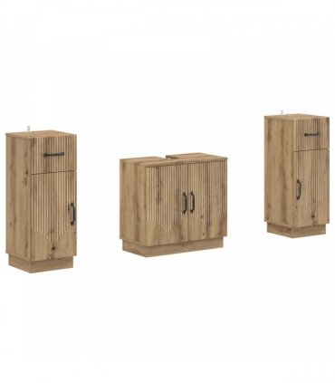 vidaXL 3 Piece Bathroom Cabinet Set HOORN 3 pcs Artisan Oak