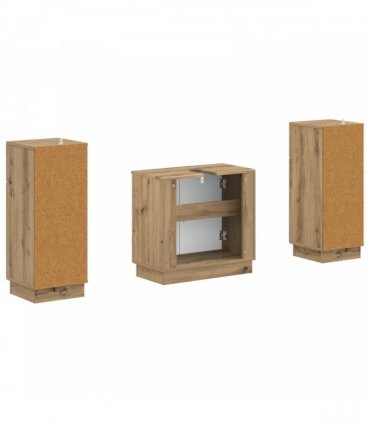 vidaXL 3 Piece Bathroom Cabinet Set HOORN 3 pcs Artisan Oak