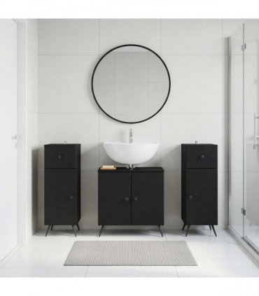 vidaXL 3 Piece Bathroom Cabinet Set BREDA 3 pcs Black 30 x 31 x 80 cm