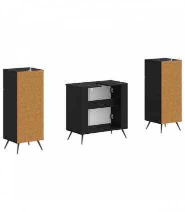 vidaXL 3 Piece Bathroom Cabinet Set BREDA 3 pcs Black 30 x 31 x 80 cm