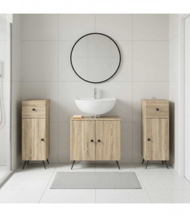 vidaXL 3 Piece Bathroom Cabinet Set BREDA 3 pcs Sonoma Oak