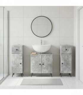 vidaXL 3 Piece Bathroom Cabinet Set BREDA 3 pcs Concrete Grey