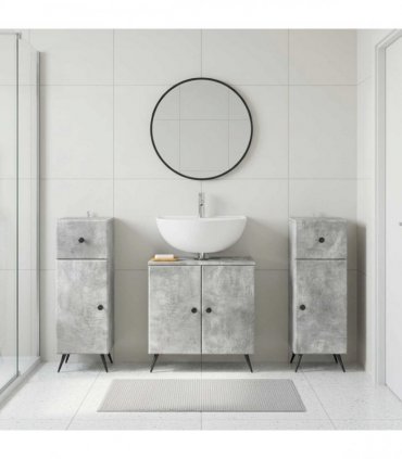 vidaXL 3 Piece Bathroom Cabinet Set BREDA 3 pcs Concrete Grey
