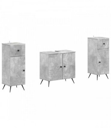 vidaXL 3 Piece Bathroom Cabinet Set BREDA 3 pcs Concrete Grey