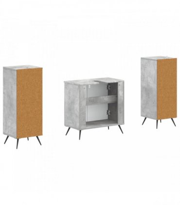 vidaXL 3 Piece Bathroom Cabinet Set BREDA 3 pcs Concrete Grey