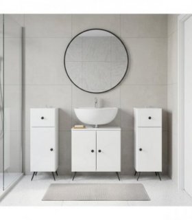 vidaXL 3 Piece Bathroom Cabinet Set BREDA 3 pcs High Gloss White