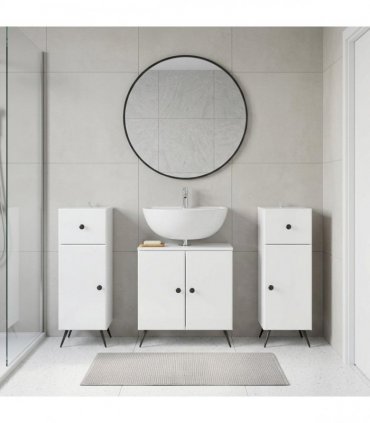 vidaXL 3 Piece Bathroom Cabinet Set BREDA 3 pcs High Gloss White