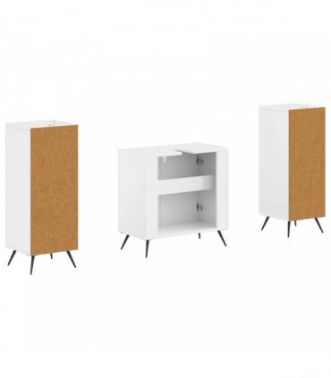 vidaXL 3 Piece Bathroom Cabinet Set BREDA 3 pcs High Gloss White
