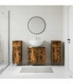 vidaXL 3 Piece Bathroom Cabinet Set BREDA 3 pcs Smoked Oak