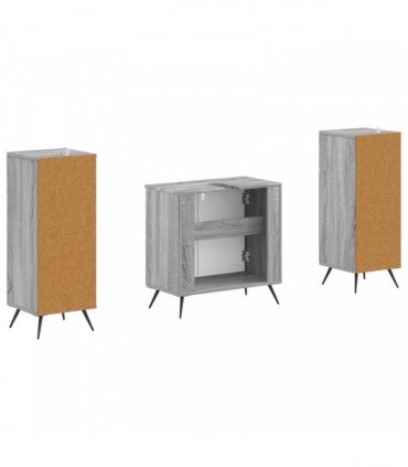 vidaXL 3 Piece Bathroom Cabinet Set BREDA 3 pcs Grey Sonoma