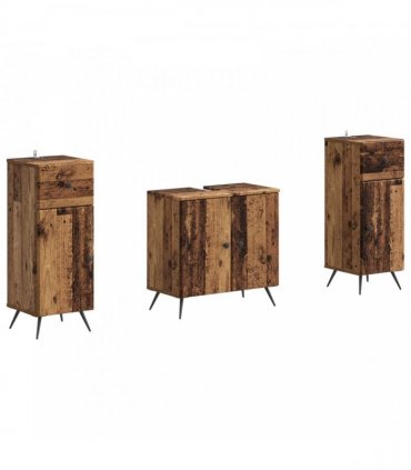 vidaXL 3 Piece Bathroom Cabinet Set BREDA 3 pcs Old Wood