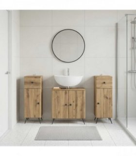 vidaXL 3 Piece Bathroom Cabinet Set BREDA 3 pcs Artisan Oak