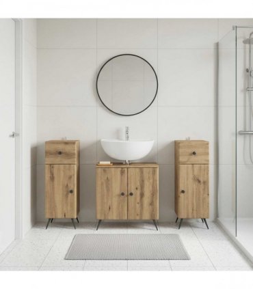 vidaXL 3 Piece Bathroom Cabinet Set BREDA 3 pcs Artisan Oak