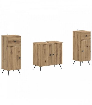 vidaXL 3 Piece Bathroom Cabinet Set BREDA 3 pcs Artisan Oak