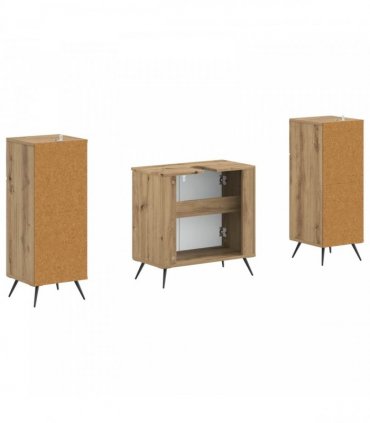 vidaXL 3 Piece Bathroom Cabinet Set BREDA 3 pcs Artisan Oak