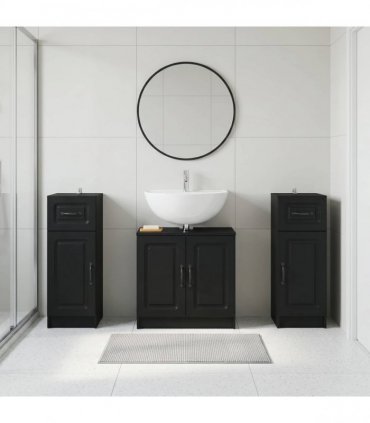 vidaXL 3 Piece Bathroom Cabinet Set UTRECHT 3 pcs Black