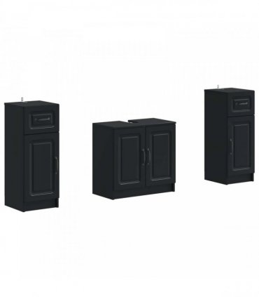 vidaXL 3 Piece Bathroom Cabinet Set UTRECHT 3 pcs Black